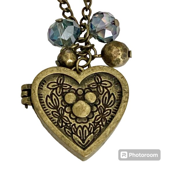 Vintage Disney Hidden Mickey Mouse Heart Locket Necklace Disneyana 30" Gold Tone - Picture 1 of 11